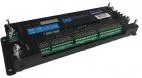 Power distribution unit with the cover off, showing setup buttons, fuse indicators and heavy battery and ground studs