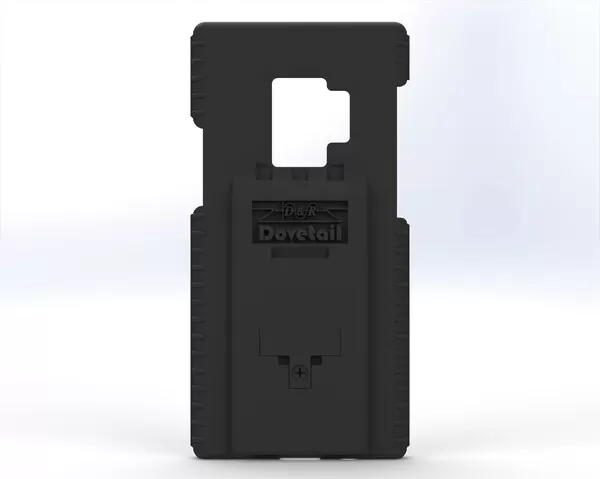 D&R Dovetail phone case for the Samsung Galaxy S9, back view with the moulded dock plate and camera cutout
