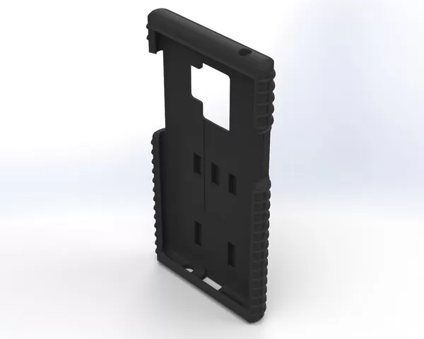 Angled look into the empty S9 shell, showing the corner grips and the slotted inner back wall