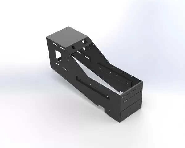 D&R 901-0169A emergency vehicle console for the Ford Interceptor Utility, inclined rail and open bay