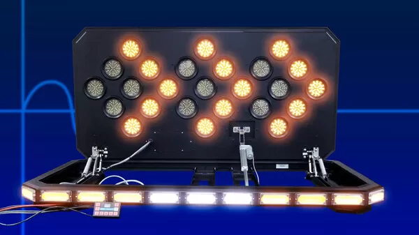 Opposite half of the alternating flash lit, leaving the remaining sealed modules dark on the black board