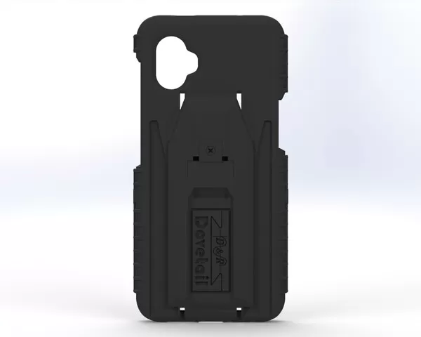 D&R Dovetail phone case for the Galaxy XCover6 Pro, rear view with molded docking cleat