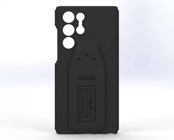 D&R Dovetail phone case for the Galaxy S22 Ultra, rear view with embossed docking plate