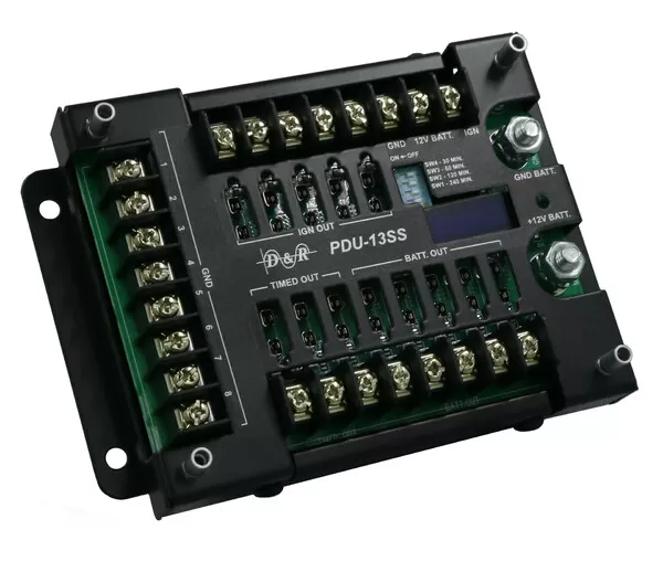 Uncovered board with empty fuse sockets and the timer DIP switch labelled SW4 30 MIN to SW1 240 MIN