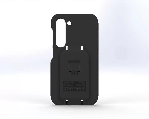 D&R Dovetail phone case for the Galaxy S23 with the docking plate molded into the back