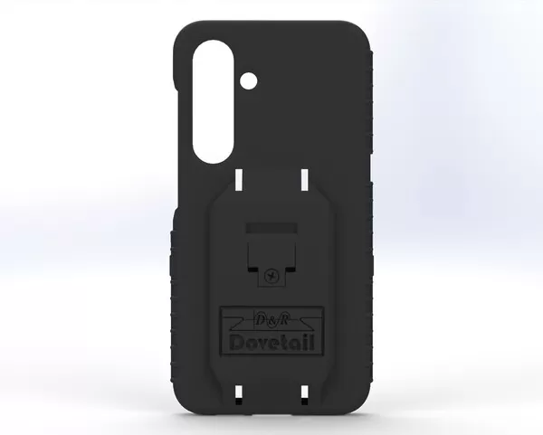 D&R Dovetail phone case for the Galaxy S24, flat rear view of the molded docking plate