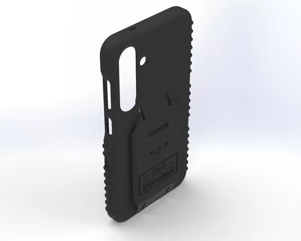 Empty S24 case from the rear at an angle, ribbed grips and open camera cut-out