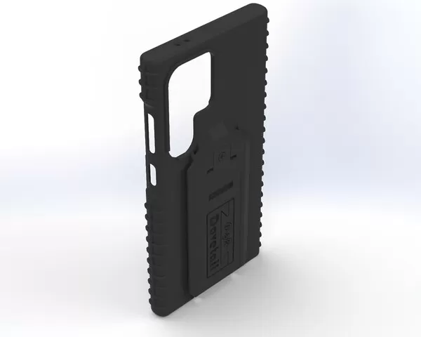 Empty S24 Ultra case at an angle from the rear, deep ribbed grips and open lens cut-out