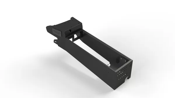D&R 901-0184A emergency vehicle console for the Dodge Durango in semi-gloss black with transmission release cover