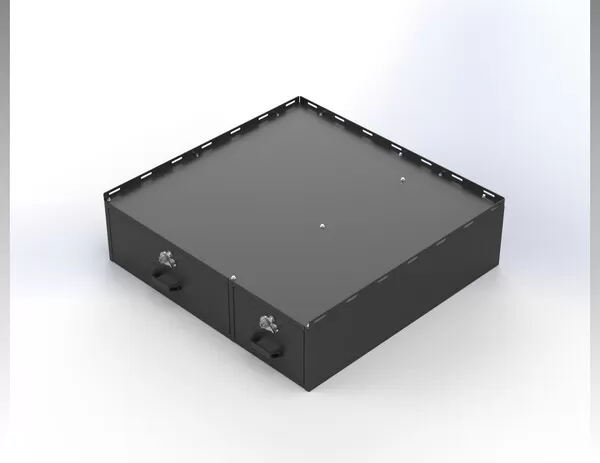 D&R 934-1005A two-drawer vehicle storage cabinet for the Ford Transit with Simplex locks, drawers shut