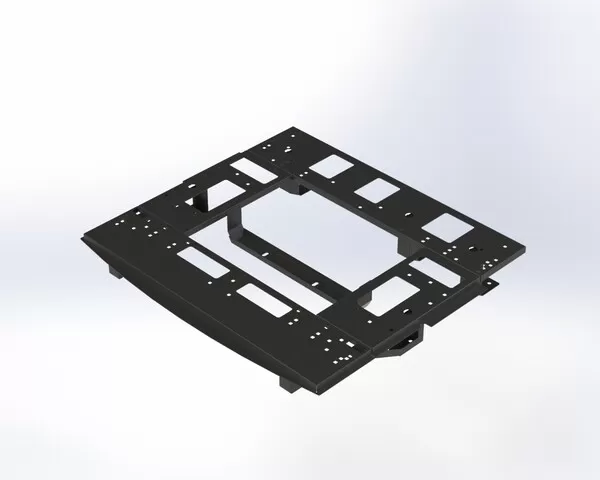 D&R 933-0238A full subframe for the Chevrolet Tahoe in black wrinkle powder coat, three-quarter view